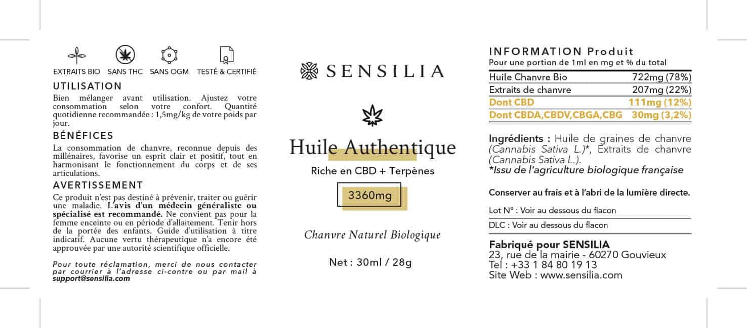 Etiquette Huile Authentique